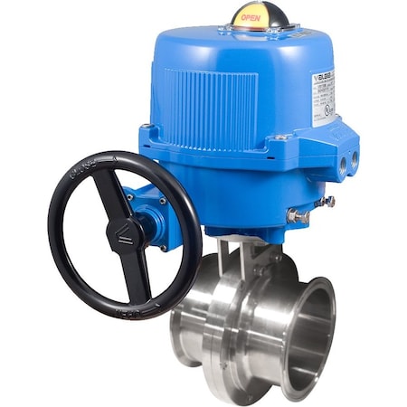 Bonomi North America 1in 2-WAY STAINLESS STEEL SANITARY BUTTERFLY VALVE & 12AC/DC METAL ON/OFF ELECTRIC ACTUATOR MEBFVSTCE-002-1